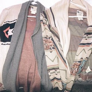 2 BILLABONG southwest style open cardigan sweaters